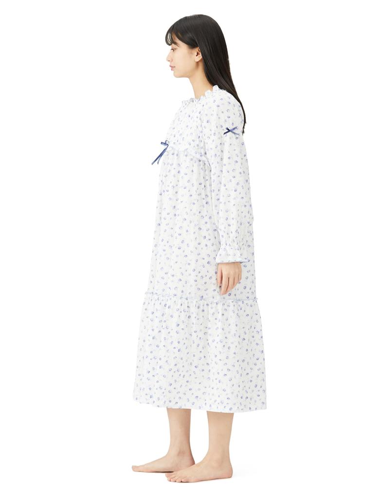 Nightshirt Gauze Petite Rose Dress Blue M [Narue] 50/Double Women's