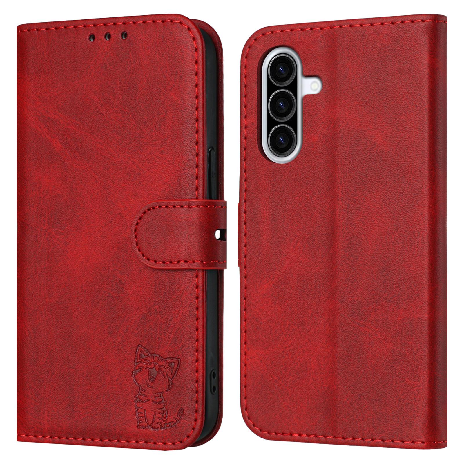 

For Samsung Galaxy A36 5G Case Happy Cat Pattern Imprinted Leather Wallet Phone Cover E