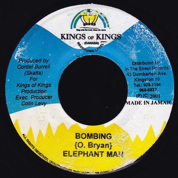 

7inch Record ELEPHANT MAN - Bombing NONE Kings of Kings 2001 Jamaica Reggae, Ska & Dub Used