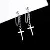 Punk Cross Drop Earrings for Women Men Gothic Hip Hop Long Tassel Hanging Earring Jewelry Gift Bijoux