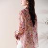 New Summer Plus Size Chiffon Blouse Women Loose Long Sleeve Casual Print Tops Fashion Shirt Tees