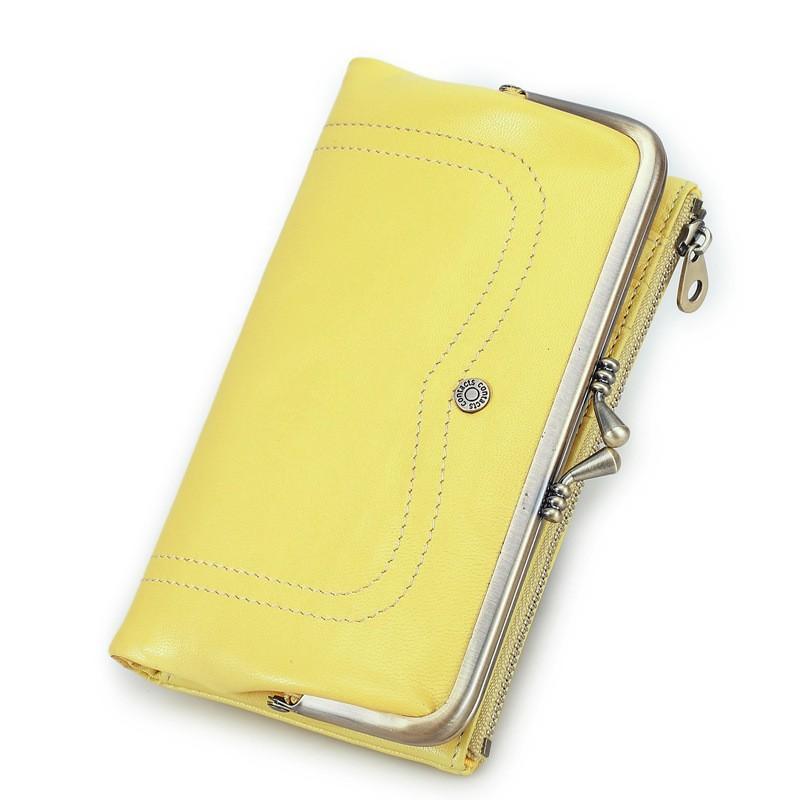 Portofel de Damă la Modă cu Balama de Fier, Anti-furt RFID, Periat, Multifuncțional, Capacitate Mare, Geantă de Mână din Piele