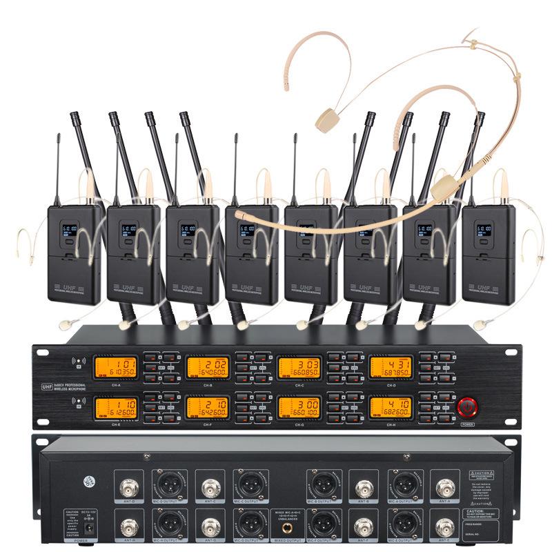 

Wireless Microphone with Eight Headsets In Stock EU Plug