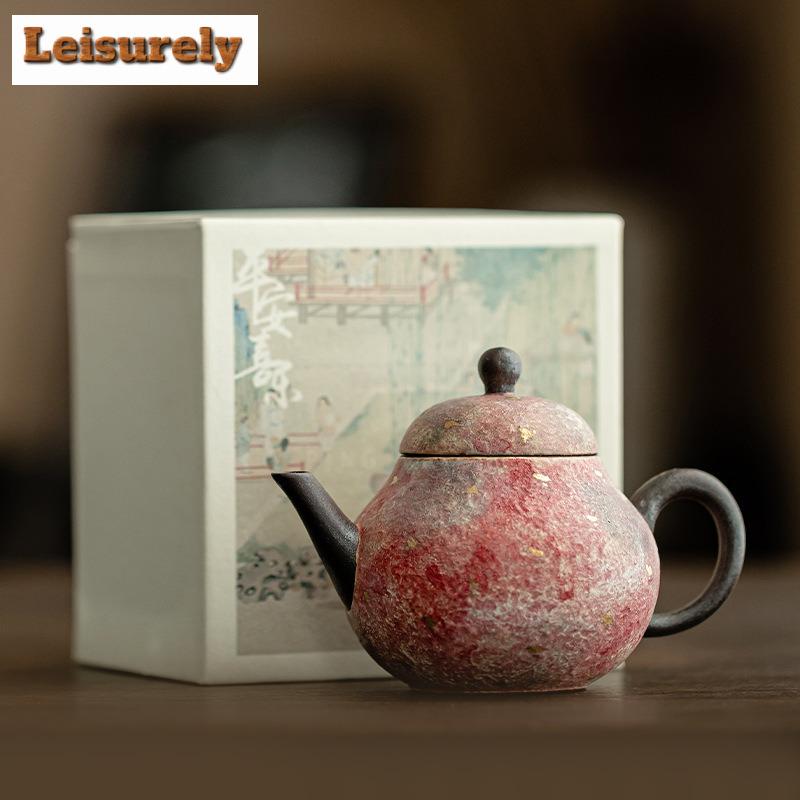 135ML Ręcznie Robiony Czajnik z Ceramiki Kolorowej Mineralnej Skalnej Zen Czajnik w Kształcie Gruszki Do Herbaty Czajnik z Zaparzaczem Chiński Zestaw Do Herbaty Ozdoby
