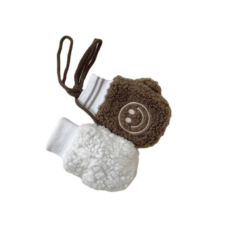 - Year-old children's finger gloves winter velvet thickened boys and girls cute neck warm baby toddler