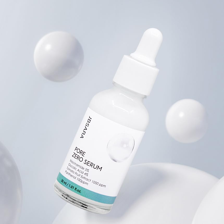 JBSARA Korean Pore Zero Serum 30ml | 5% Niacinamide & 4% Glycolic Acid Serum | Pore Minimizing Face Serum for Brightening & Hydration | Korean Vega