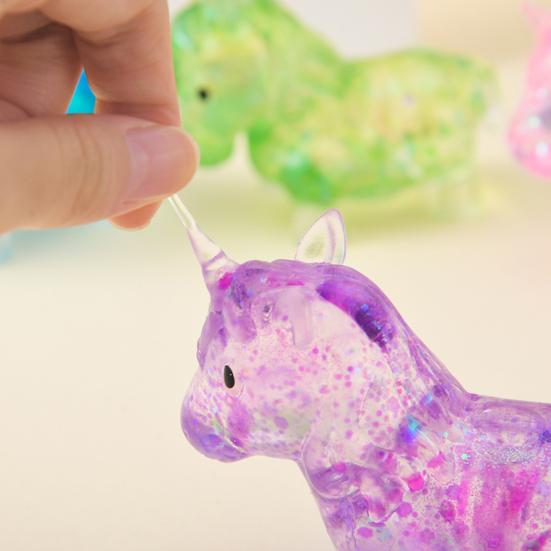Mini Horse Squeeze Toy Stress Relief Clear Glitter Horse Stress Sugar Ball Sensory Toy Decompression Fidget Toy Party Favors