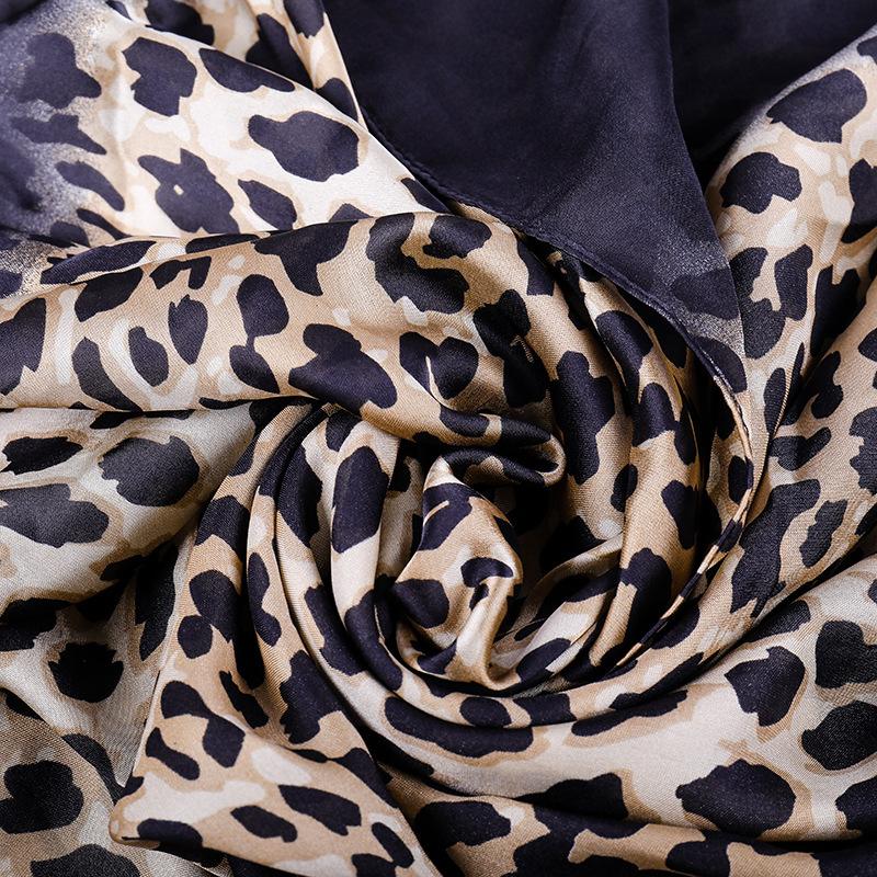 Novelty Gradient Leopard Print Imitate Silk Bikini Cover Up Sun Protection Cardigan Summer Leisure Beach Swimsuit Cape Quick-dry
