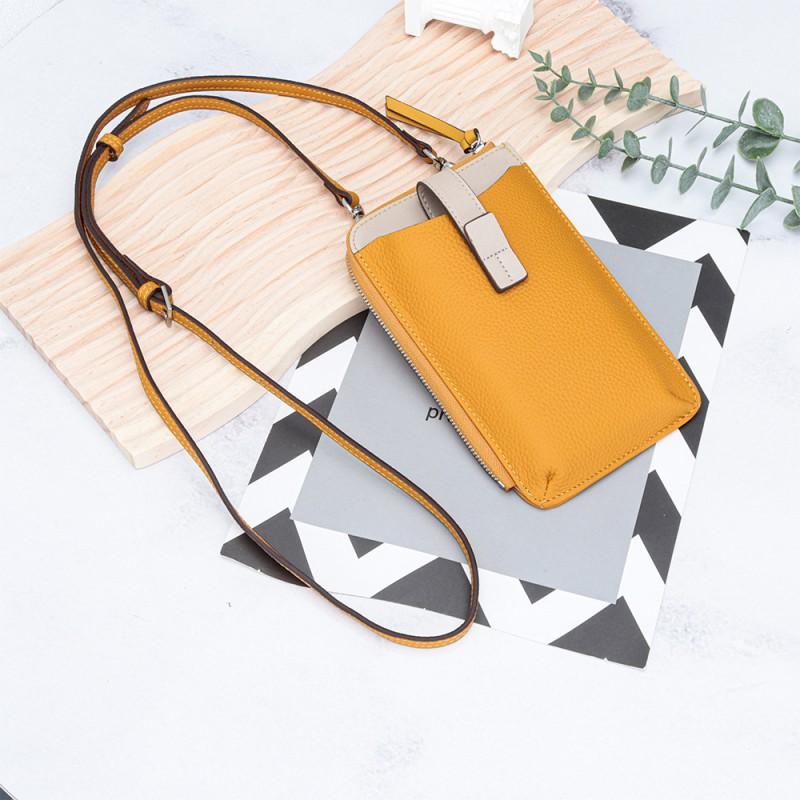 

Fashionable Cowhide Cross-body Bag Women s Genuine Leather Multifunctional Mobile Phone Contrasting Color Vertical Single-shoulder 18x11x2cm