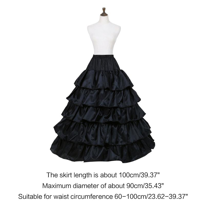 Women Crinoline Petticoat Black Ruffles Hoop Skirt Floor Length Ball Gown Slip Girls Underskirt for Wedding Bridal Dress