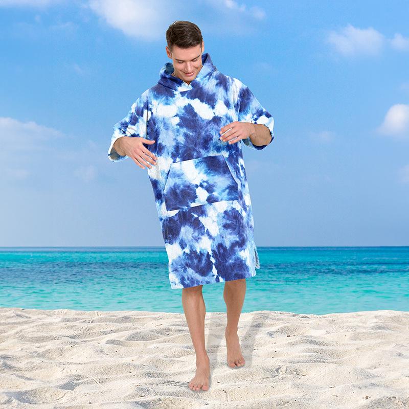 Schnelltrocknendes Batik-Kapuzenbadetuch & Bademantel zum Surfen, Schwimmen & für den Strand