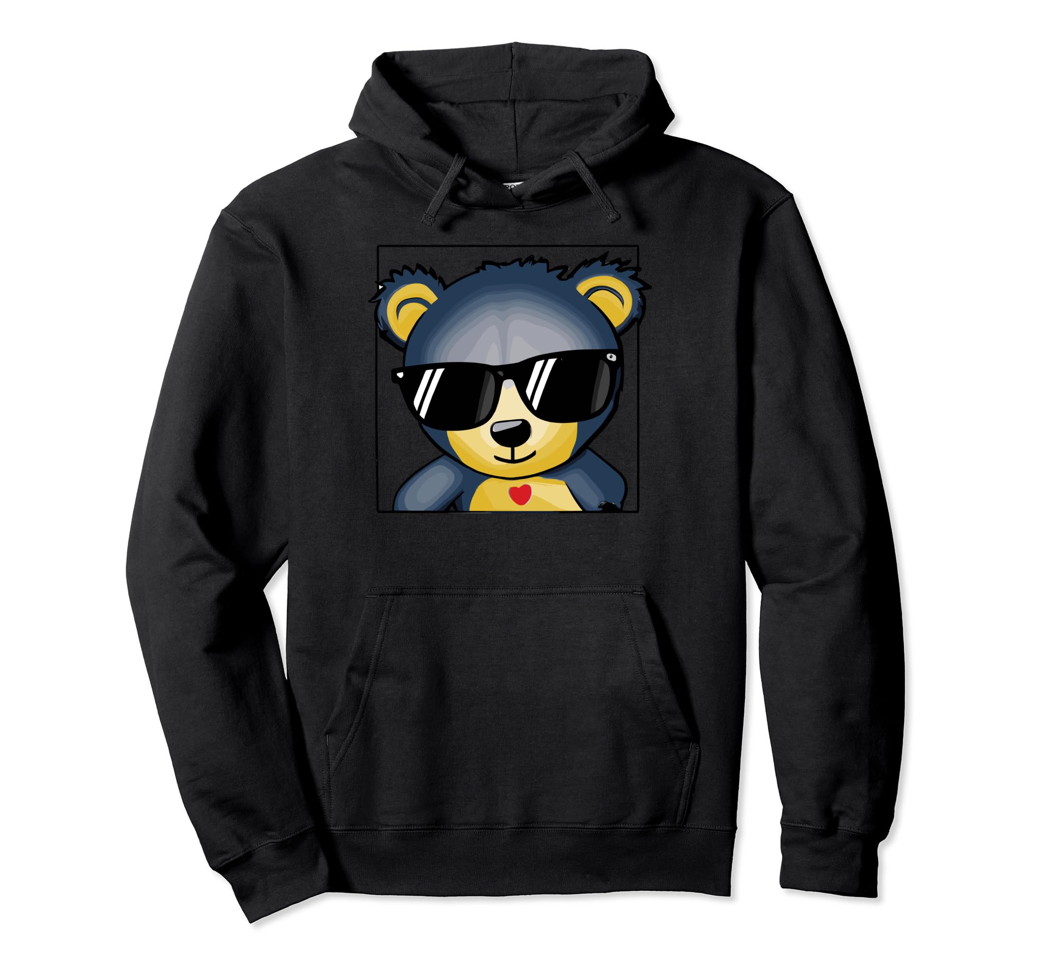 

Cute teddy bear hoodie with sunglasses чорний