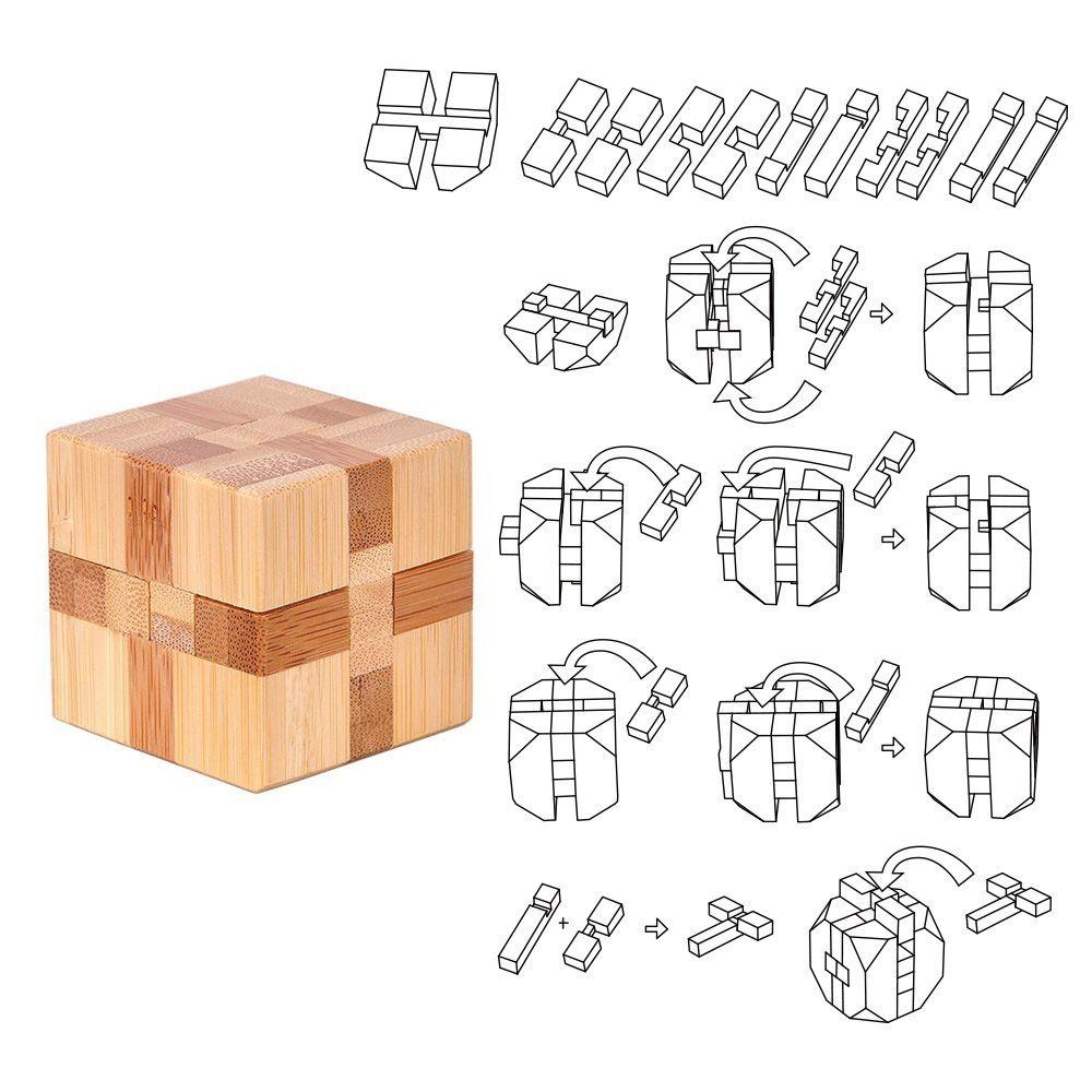 Bamboo IQ For Adults Kids Children Interlocking Puzzle Toy Brain Teaser Classic Toys Kong Ming Lock