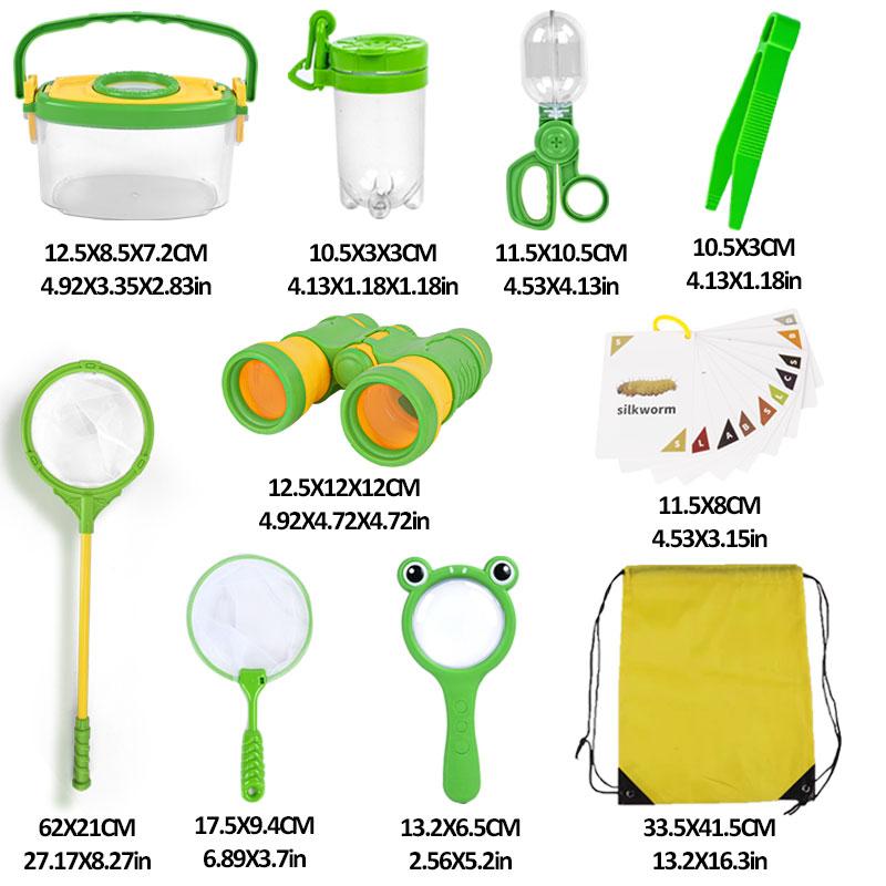 Children's Natural Outdoor Adventure Insect Capture Net Observation Box Telescope Magnifying Glass Bundle Clip Backpack Insect Jar