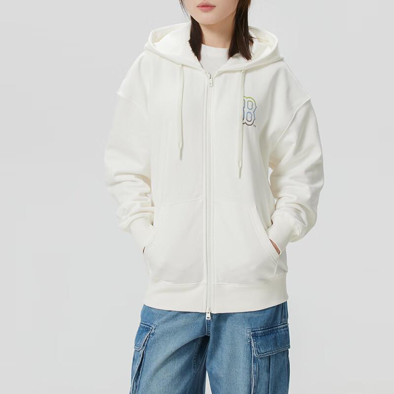 MLB Boston Red Sox Zipper Gradient Graffiti Hoodie Unisex hoodies Cream 3ATRB0361-43CRS