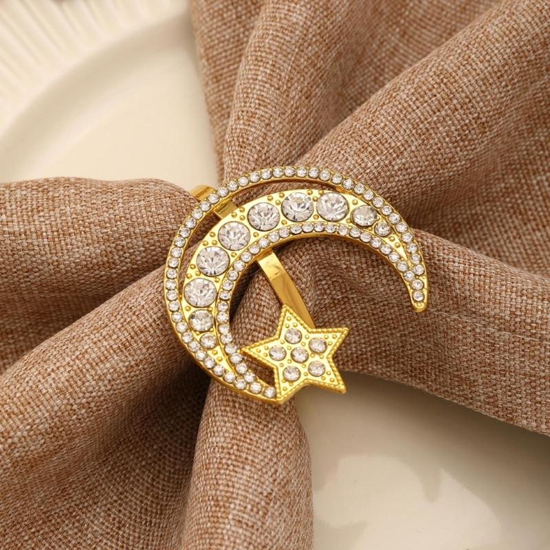 6 Pack Moon and Star Napkin Rings Festival Serviette Holder Napkin Buckles Serviette Rings Alloy Material for Napkin