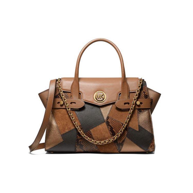 

Michael Kors MK Carmen Letter Logo Chain Color Block Leather Shoulder Bag Crossbody Bag Tote Bag Women Bags Brown 30F0ANMS50-LUGGAGE-MULTI Basic Set (Bag+Dust Bag)