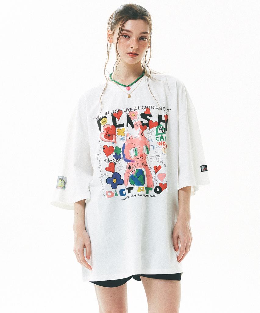 Soipeuyukaen Oversized Loose Fit Print T-Shirt
