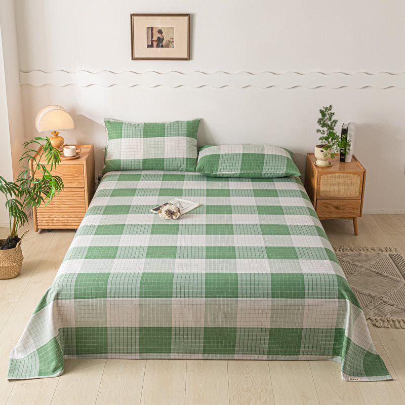Striped Coarse Cloth Bed Sheet Set: Washable, Skin-Friendly, Cool Mat for Home & Dorm. Available In Single/Double Three-Piece Set.
