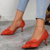 Fashion Women High Heels Shoes Pointy Shallow Mouth Bow with Shoes Spring Autumn 2024 Fashion Sexy Banquet High Heels Shoes for Women