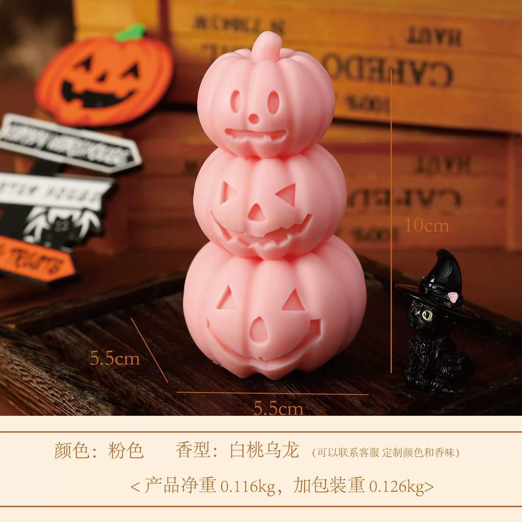 1Pc Halloween Pumpkin Ghost Candle Natural Soy Wax Aromatherapy Candle Smokeless Long-lasting Burn Home Decor Party Atmosphere