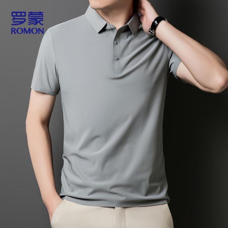 ROMON Men's Polo Neck Ice Silk Quick Dry Short Sleeve T-Shirt