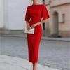 Nuovi abiti da donna primaverili, vendita calda transfrontaliera europea e americana, alla moda ed elegante, tinta unita, aderente, vestito da sera aderente