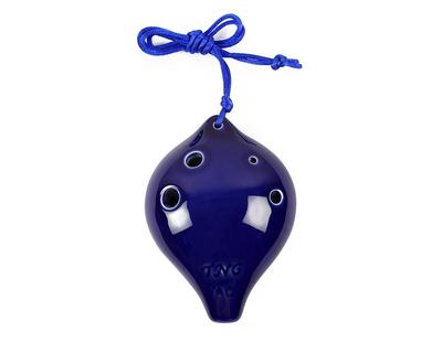 TNG Ocarina Musical Instrument High Class C Tone AC Single Ocarina Wind Orchestra Glaze Finish [6 Holes/Alto/Blue] (Strap Included)