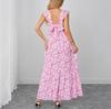 Summer new small fresh printing suspender dress, European and American sexy holiday style V-neck backless strap dress