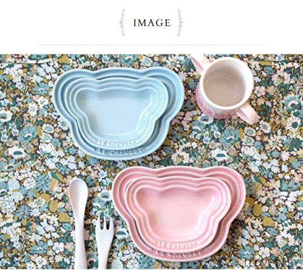 Le Creuset Baby Bear Plate Milky Baby Shower First Meal Gift for Girls Japanese Set, Pink, Gift, [Official Retailer]