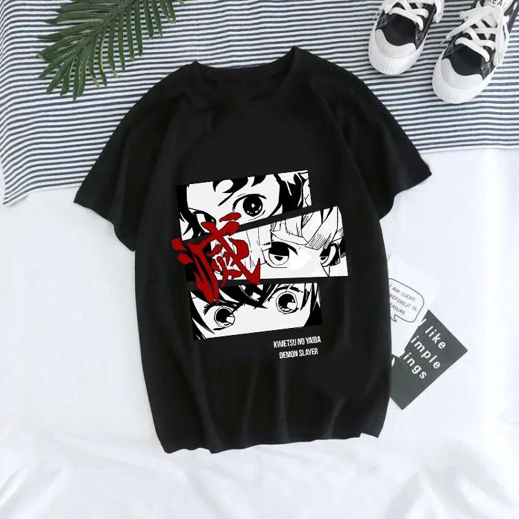 Japanisches Anime Demon Slayer T-Shirt für Damen Kimetsu No Yaiba Nezuko T-Shirt Weiblich Tanjirou Kamado Grafik y2k Kleidung Oberteile