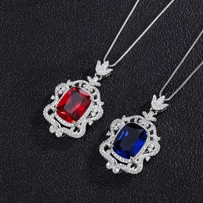 Jewelry Retro Style Simulation Color Treasure Full Of Diamonds Luxury Inlaid Creative Pendant Necklace Main Stone 12 * 16