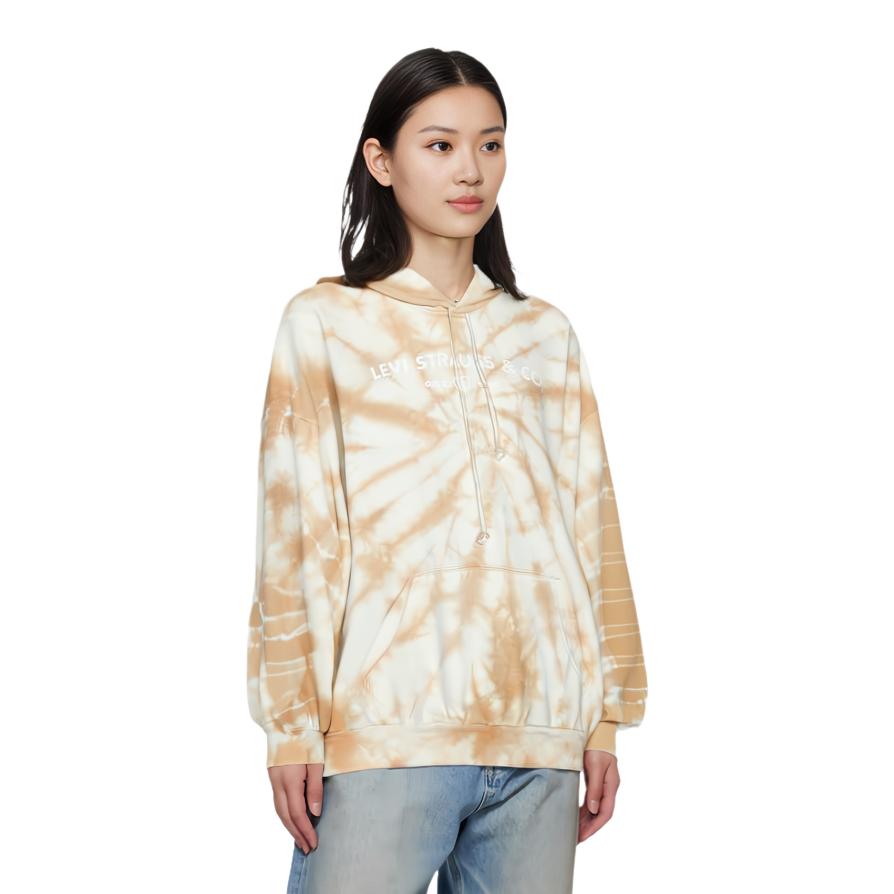 Levis Tie-Dye Logo Embroidered Hoodie Women Hoodies Yellow A0801-0025