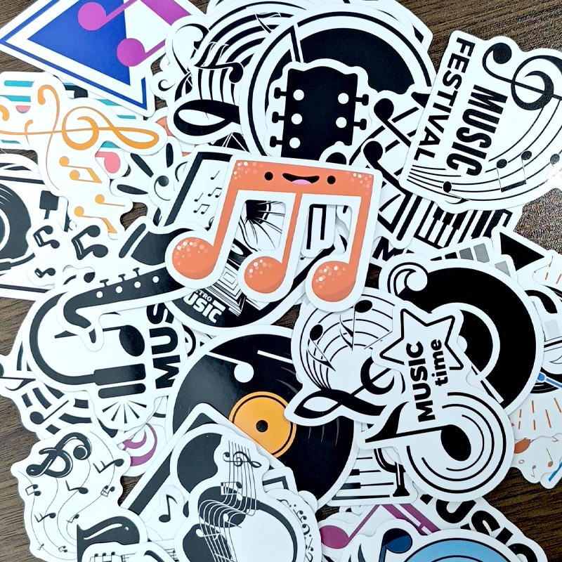 50 Stück Musik-Sticker in überlegener Qualität, wasserfest, aus hochwertigem Vinyl, für Scrapbooking