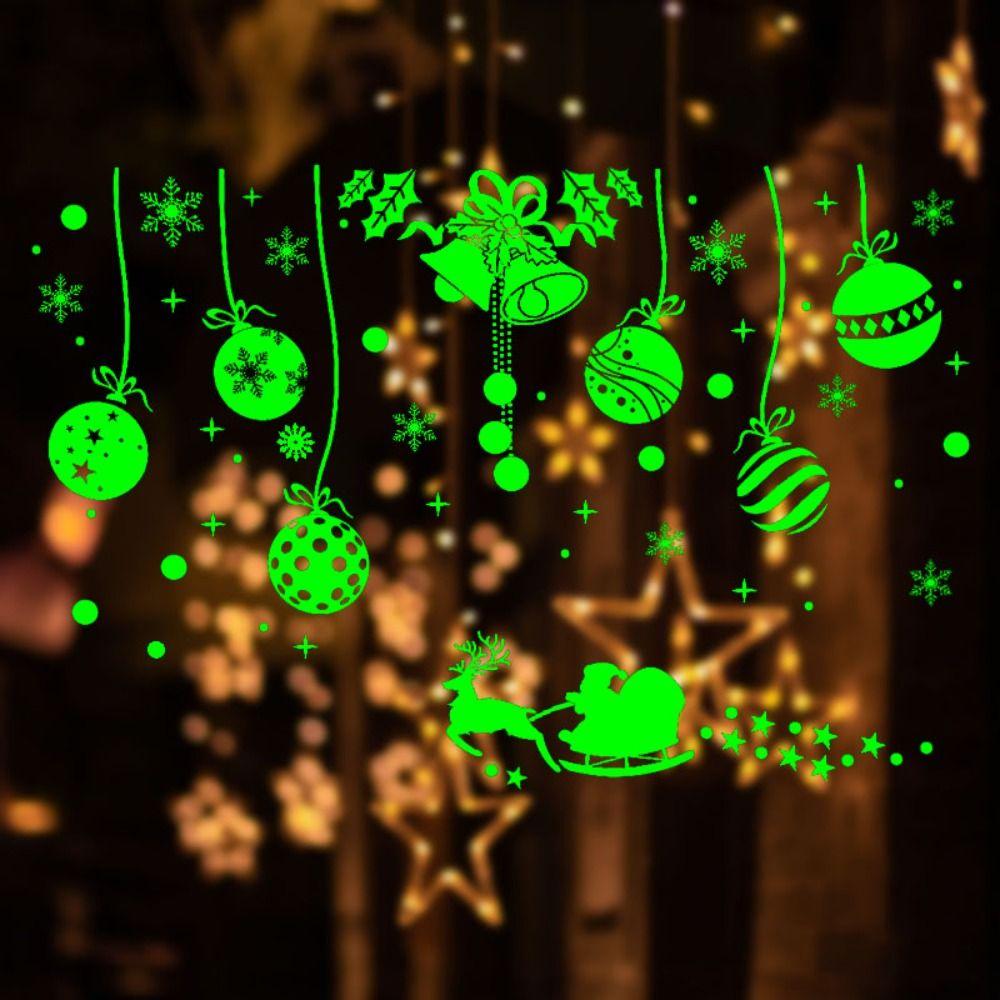 Adesivi murali per finestre di Natale che brillano al buio Adesivi per finestre luminose a forma di fiocco di neve di Natale