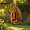 Moth Feeder Wooden Butterfly House for Outside, Teardrop-Shaped Garden Habitat and with Hanging Rope, Natural Insect Hotel Butterflies, Moths,