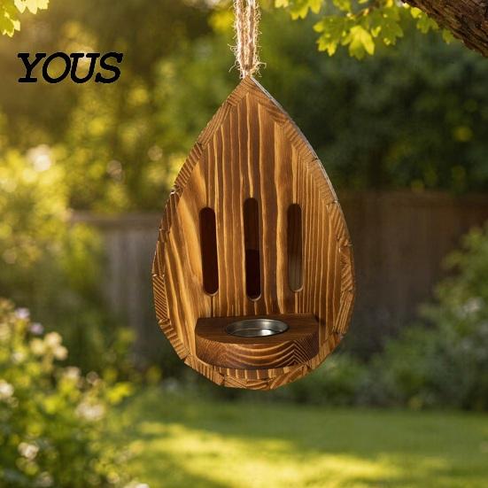 Moth Feeder Wooden Butterfly House for Outside, Teardrop-Shaped Garden Habitat and with Hanging Rope, Natural Insect Hotel Butterflies, Moths,