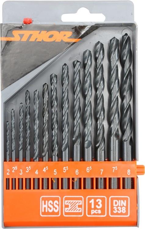 HSS Metal Drill Bits 2.0-8.0mm / 13 Pcs. 22180 STHOR