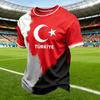 Men's Casual Crew Neck Short Sleeve Pullover T-Shirt Football Fan Top Turkey National Team Inspired Design Comfortable Fit