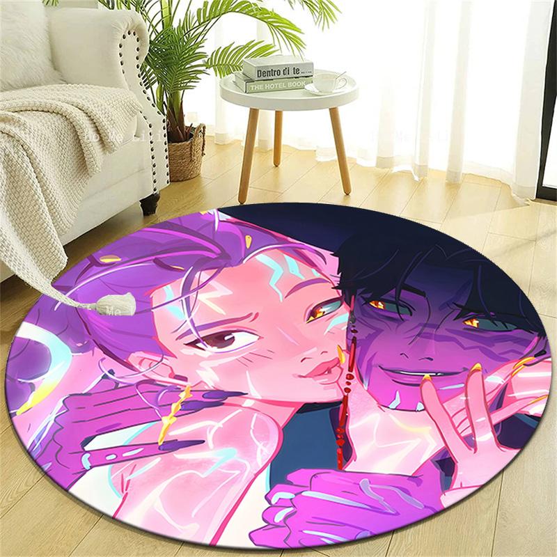 1pc KPop Demon Hunters19 Design Printed Area Round Carpet for Bedroom Living Room Home Decor Rugs Mat Non Slip Mat Rug for Bedside