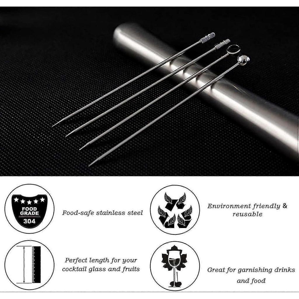 20 Pcs Stainless Steel Cocktail Sticks, Reusable Cocktail Sticks, Metal Cocktail Sticks ,drinks Bbq Holiday Party Cocktail Accessories GuanGuan