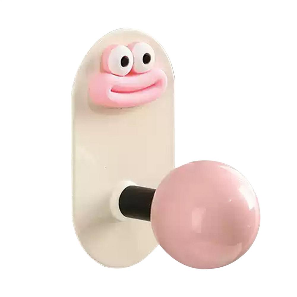 ABS Wall Mount No-Drill Hooks Key Chain Storage Rack Strong Self Adhesive Coat Hat Hanger Girl Child Room Decoration Holder