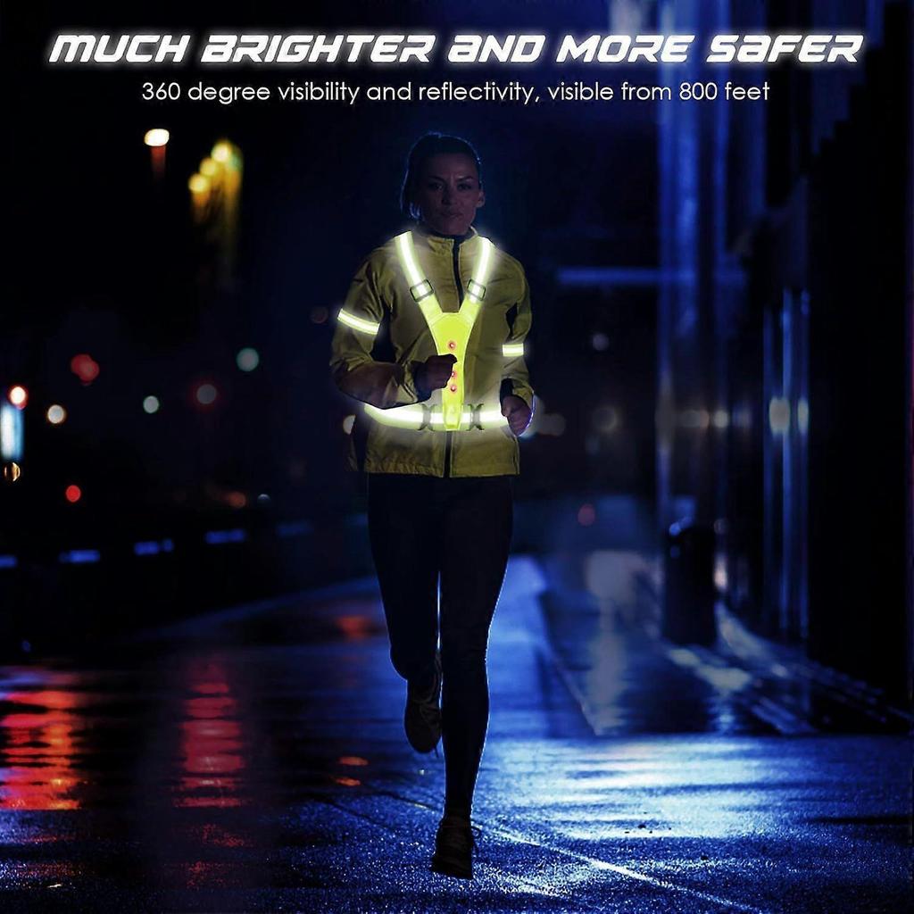 Led Reflective Vest, High Visibility Led Reflective Safety Vest Running Lights For Runners