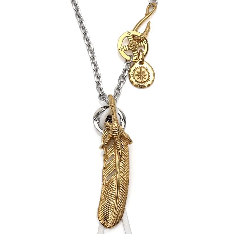 

Gold Feather Necklace Gold Sun Metal Indian Jewelry Gold Claw Feather Necklace Custom Popular [silver KYASYA]316L Men s золотий