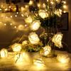 Pink Rose String Lights For Bedroom Battery Operated Flower LED Lights For Outside Romantic Home Dorm Room Festival Fairy Lights