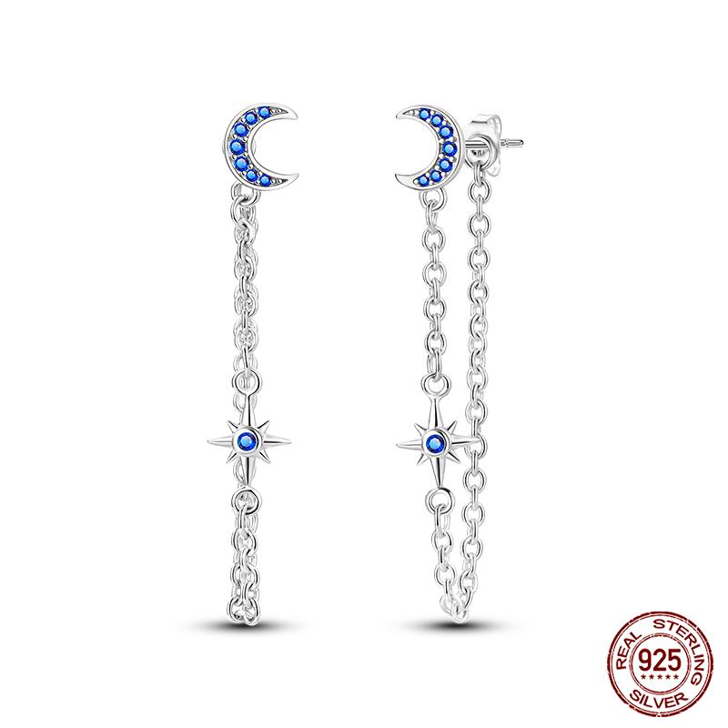 Boucles d'oreilles en argent sterling 925 pour femmes, pendentifs colorés en forme d'étoile, de papillon et d'œil du diable, bijoux de fête élégants