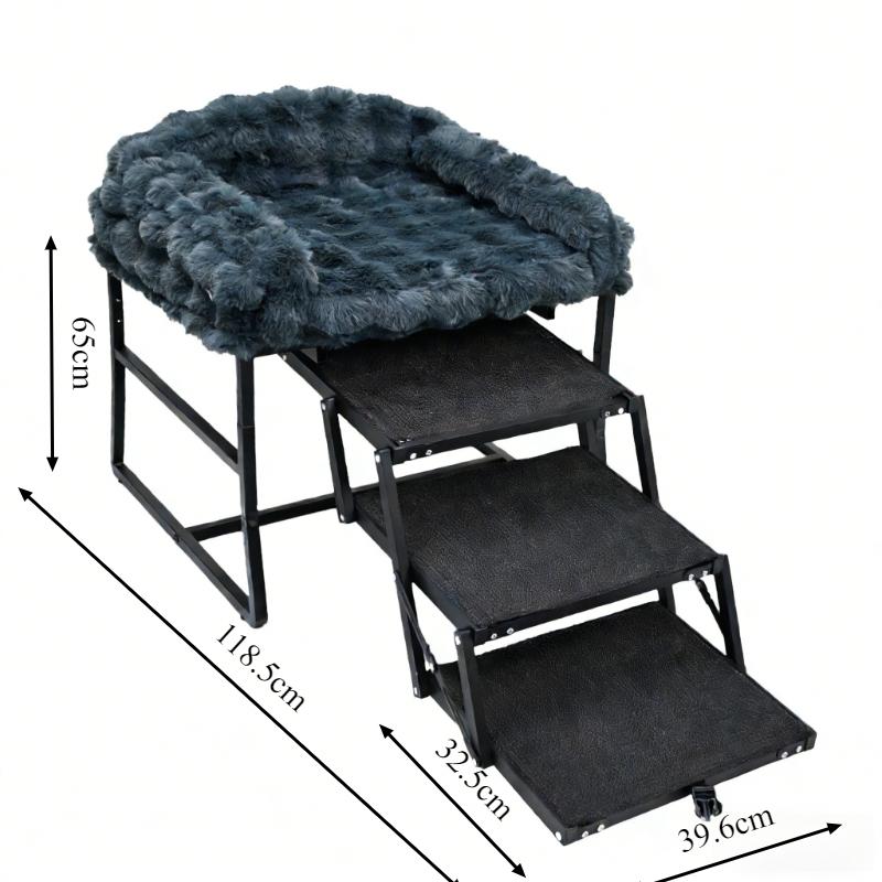 

Pet Sofa Beds with Stairs Foldable Ladder Puppy Plush Nest Indoor Pet Step Stairs for Dog Cat Portable Dog Stair Warm Fluffy Pad
