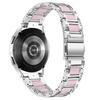 For Samsung Galaxy Watch4 Active 40mm/44mm/Watch4 Classic 42mm/46mm Stylish Rhinestone Decor Stainless Steel Resin Watch Band Wrist Strap