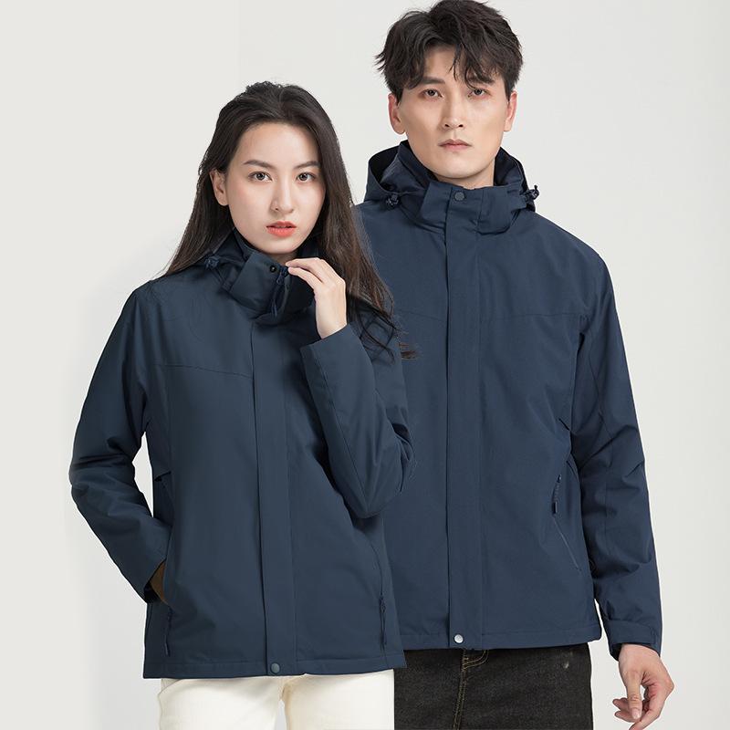 

Zipper couple jacket men s three-in-one velvet liner outdoor windproof and waterproof women s warm jacket S