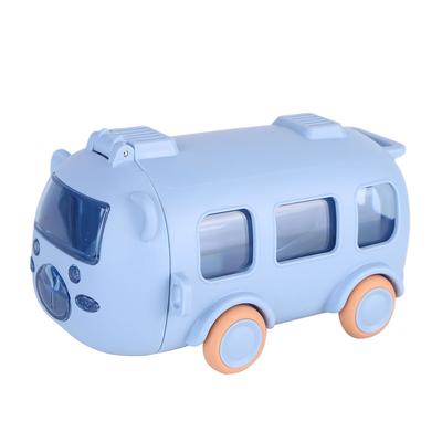 500ML Busform Cartoon Wasserbecher mit beweglichen Rädern & Tragegurt Niedliche Auto Wasserflasche Auslaufsicher für Zuhause Reisen